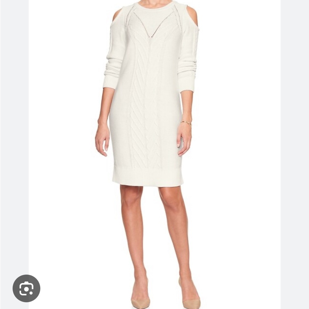Cream Cable-Knit Sweater Dress